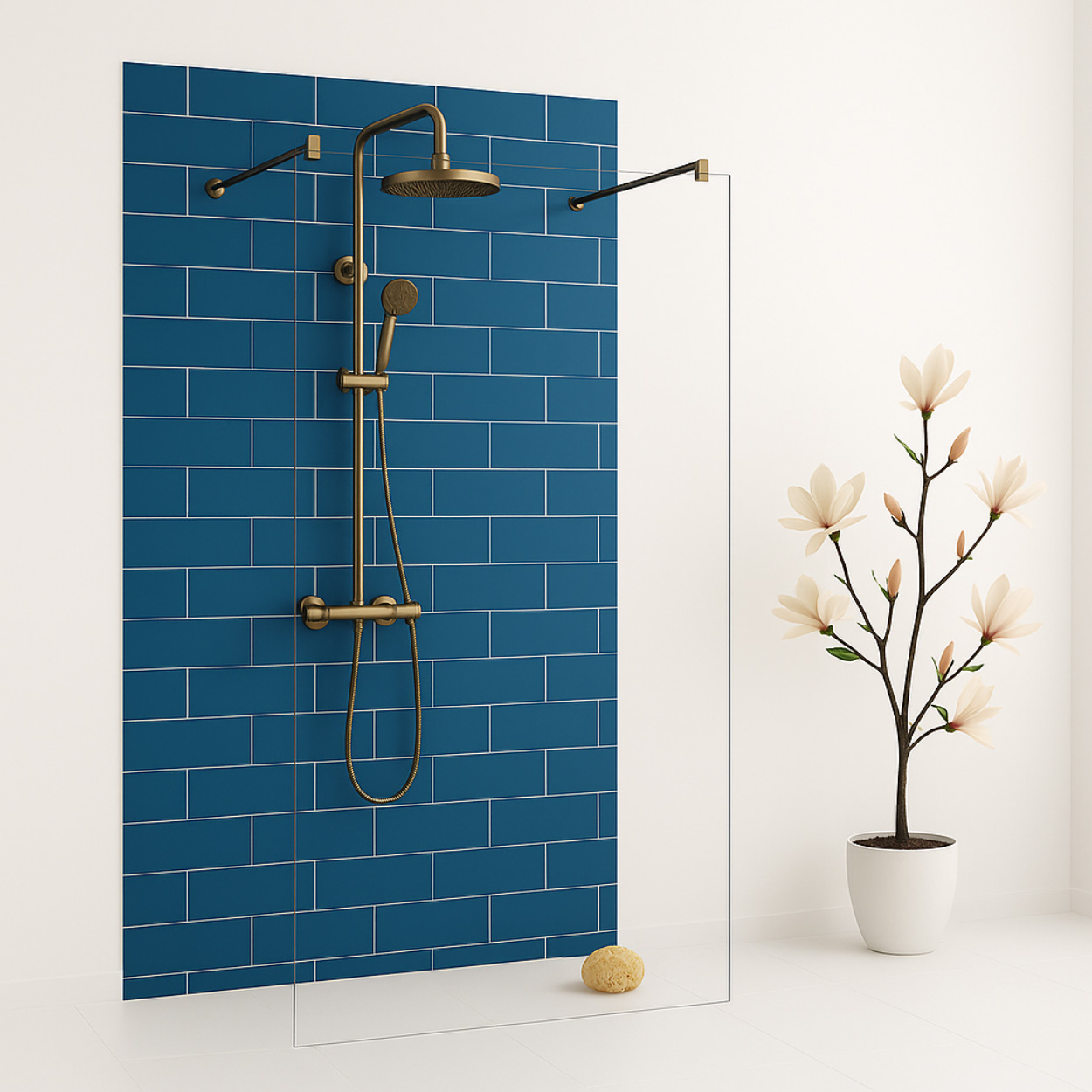 Wiesbaden Free Vrijstaande Inloopdouche 140cm - 8mm Nano Blank Glas